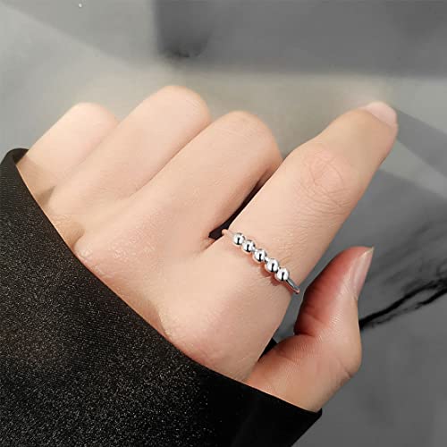 Bague avec perles rotatives en argent 925 pour de la relaxation douce - 3