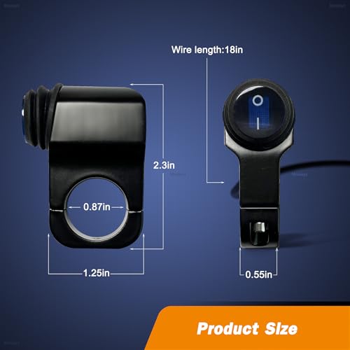 Image of ATV Light Switch 12V Waterproof Aluminum Alloy Motorcycle Handlebar Switches for Motorcycle ATV UTV- Fits 7 /8 inch Handlebars (22mm) Blue 1 Piece