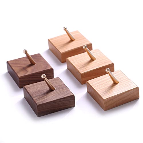 Homedo Wood Wall Hooks Hat Rack, Wooden Coat Hooks Wall Mounted, Decorative Hooks Single Organizer Hat Hanger Towel Rack, Heavy Duty Hooks (Brass-Beech-4Pack) #TOP2