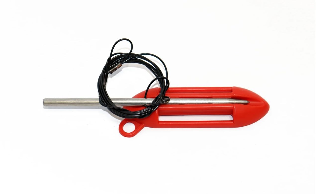 SpearPro Stringer with Protective Case – Stainless Steel Fish Stringer for Fishing, Spearfishing, Freediving & Diving (Red)