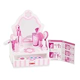 Melissa & Doug Wooden Beauty Salon Play Set, 18-Piece Vanity with Pretend Play Toys, Makeup, Mirror, Accessories & More, Preschool Toys for Girls & Boys Ages 3+ - FSC Certified