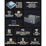 GMKtec Mini PC Intel Core i7-1185G7 (up to 4.8 GHz) 32GB DDR4 1TB SSD Desktop Mini Computers WiFi 6, BT 5.2/ DP, HDMI/RJ45 2.5G/USB4.0 - Image 3