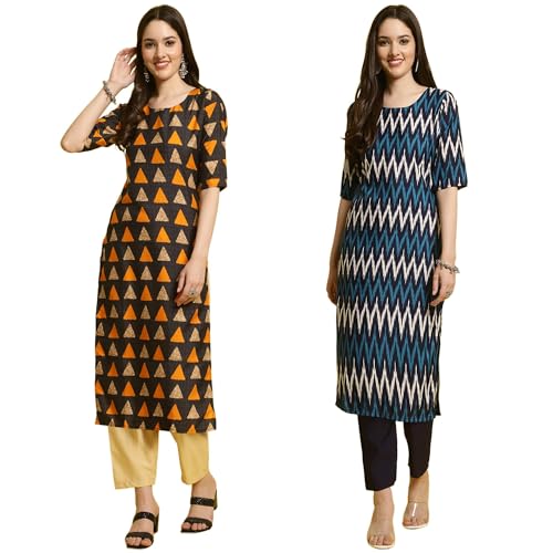Image of Tee Projekt Straight Kurta & Pant for Women Ethnic Kurta Set for Women (Pack of 2)