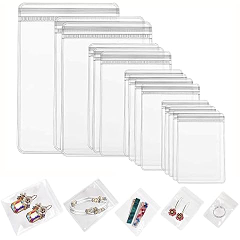 150PCS Jewelry PVC Storage Bags Self Seal Small Pouches Zipper Bag Clear Rings Earrings Packing Jewelry Transparent Lock Bags for Holding Jewelries Rings Earrings Cover