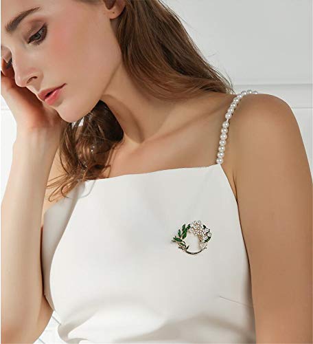Pearl Flower Wreath Brooches for Women Men Girls Gold Tone Fashion Vintage Green Olive Leaf Hollow Garland Brooch Pins Bow Tie Necktie Dress Accessories Jewelry Birthday2