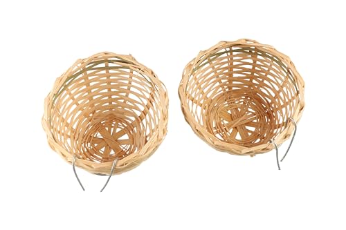 Image of 2pcs Bamboo Bird Nest Cage Handmade Bamboo Bird House Bird Rest Cave Cage for Small Parrot Budgie Parakeet Cockatiel Conure Lovebird Finch Canary
