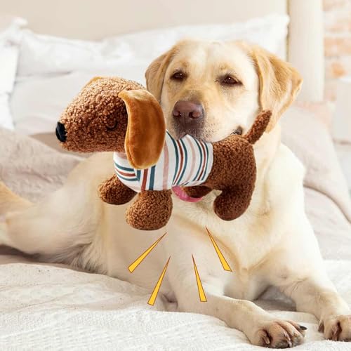 Lunaobrik Quietschendes Hundespielzeug, Spielzeug für quietschende Hunde, interaktives Hundespielzeug, Dackelform, Waschen, Spielzelle für aggressives