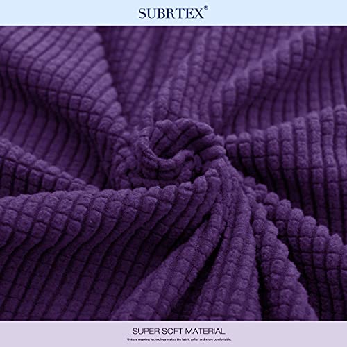 Subrtex Sectional Couch Covers L Shape Couch Cover Stretchy Chaise Lounge Cover L Couch Cover With Elastic Bottom Washable Furniture Protector (Purple,Left-Chaise) #TOP4