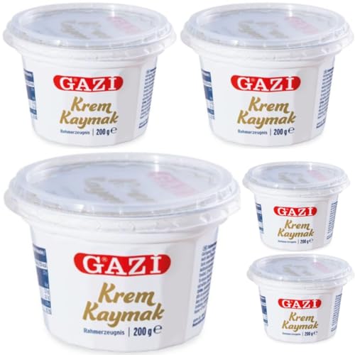 Gazi crema crema producto kaymak100% leche de vaca Contenido de grasa de 23% 200 gramos x 5 piezas con tienda de basura