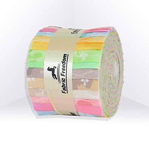 100% Cotton Jelly Rolls Fabric Material for Quilting, Patchwork, Crafts, Sewing Summer Breeze by Fabric Freedom - Pack of 20 Strips (2.5 inch Width x 42 inch Length) - Approximately 1.25 Metres