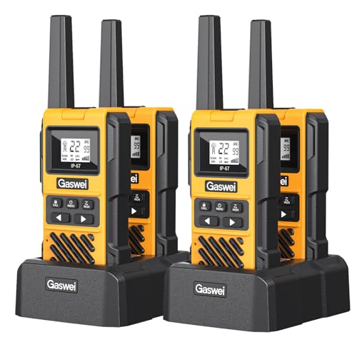 Image of Gaswei G1pro IP67 Waterproof FRS Heavy Duty Long Range Walkie Talkies-4Pack | NOAA Weather Alert,Call Alert,VOX,FM Radio,Keypad Lock,Type-c Port,Rechargeable,Shock Resistant,Hiking,Camping,Skiing