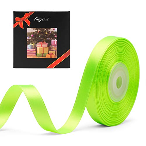 Image of Solid Color Double Faced Apple Green Satin Ribbon 3 /8 inch X 25 Yards, Ribbons Perfect for Crafts, Wedding Decor, Bow Making, Sewing, Gift Package Wrapping and More