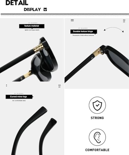 Retro Rectangular Sunglasses for Women Men Small 90s Style Vintage Trendy Narrow Square Frame BS19004