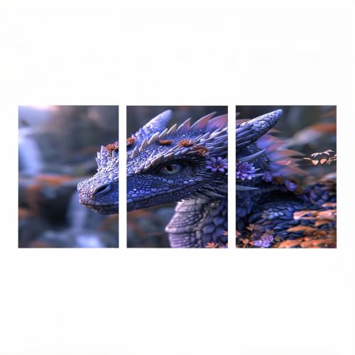 Diamond Painting Dragon et Fleur Kit 30x45cm Broderie Point de Croix pour Adulte Loisirs Créatifs