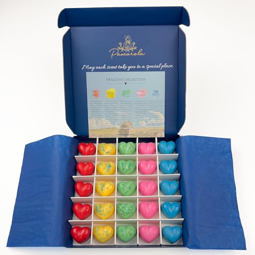 Duftwachswürfel Sojawachs Geschenkset Wax Melts für Duftlampe 5 Düfte Handgemacht Natürlich ohne Paraffin Phthalate & Parabene (Herzform The Romantic Blend)