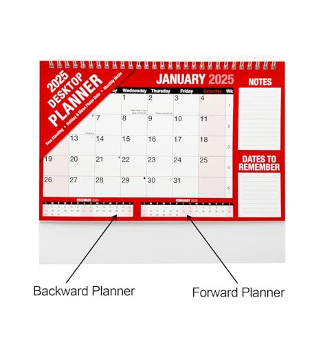 PaulStore 2026 Month To View Desktop Planner Red And White Calendar For Home Office And School Use - Cosy Home Interiors PaulStore 2026 Month To View Desktop Planner Red And White Calendar For Home Office And School Use - Image 3
