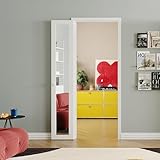 SOLRIG 180 Degree Bifold Door, for 30″x 80″ Door Openings, White 1-Lite Mirrored Folding Door with Hinges Hardware Set, Full Access Bifold Closet Doors Perfect for Room Dividers