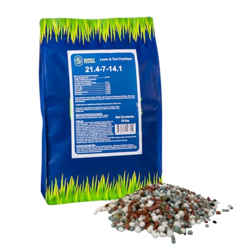 Supply Solutions 21.4-7-14.1 Lawn and Turf Fertilizer with Iron - Achieves a Lush Green Lawn in Weeks - Turf Builder for All Grass Types - for Greener Grass Fertilizer (10lbs)