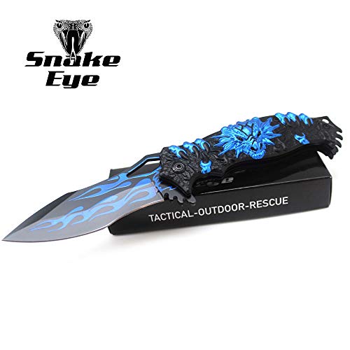 Snake Eye Tactical Fantasy Dragon Style Action Assist Knife 4.5" Closed (Blue) - Snake Eye Tactical