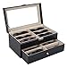 AUTOARK Leather 12 Piece Eyeglasses Storage and Sunglass Glasses Display Drawer Lockable Case Organizer,Black,AW-023