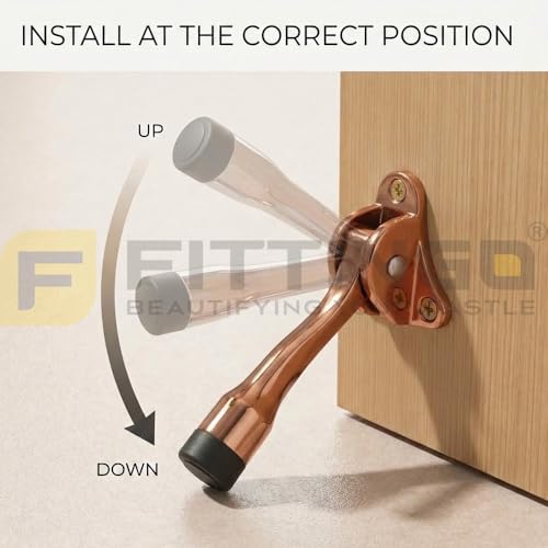 Image of Round Rubber Door Stopper /Heavy Duty Rubber Door Stopper for Home /Stopper with Rubber Grip (5 inch) Rose Gold - Pack of 2-| 3 Years Warranty |