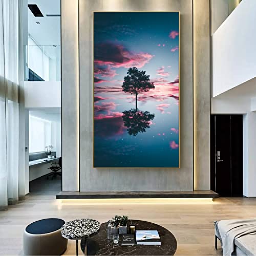 Paysage moderne arbres et nuages pour salon élégant 70x140