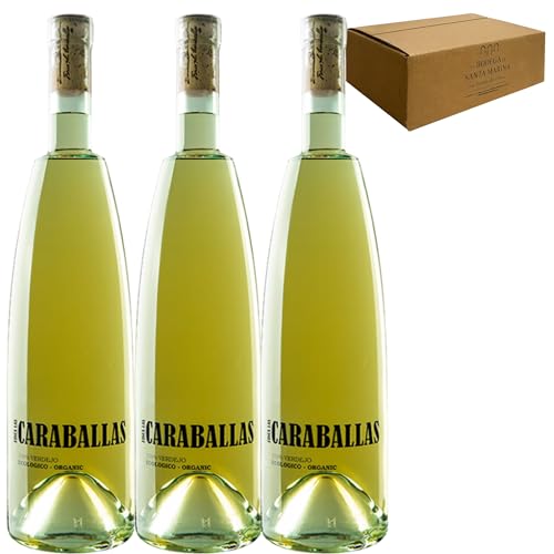 Finca las Caraballas - Vino Blanco Verdejo Ecológico 2023 | V.T. Castilla y León | Crianza sobre Lías 6 Meses | Aromas Tropicales | 13% vol | 3 Botellas 75cl