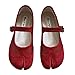 Tabi Shoes Women Mary Janes Ballet Flat - Low Top Split Toe Orthopedic Cute Casual Comfortable Walking Lightweight Female Solid All-Match for Daily Wear Beach Travel Athleisure Standing All Day (Red,6)
