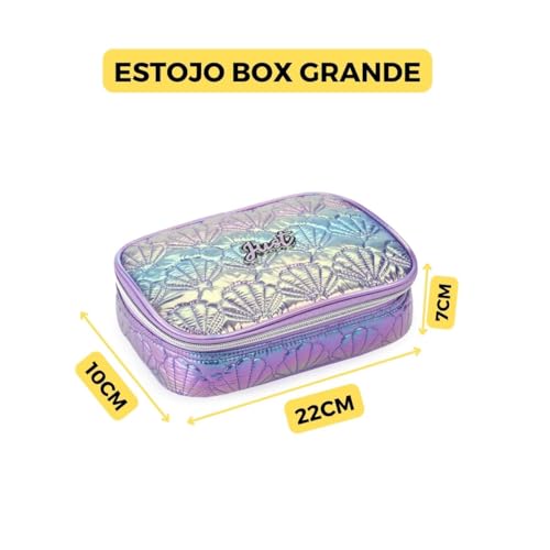Kit Mochila Rodinha 360° Conchas Metalizada Juvenil Meninas (ROXO)