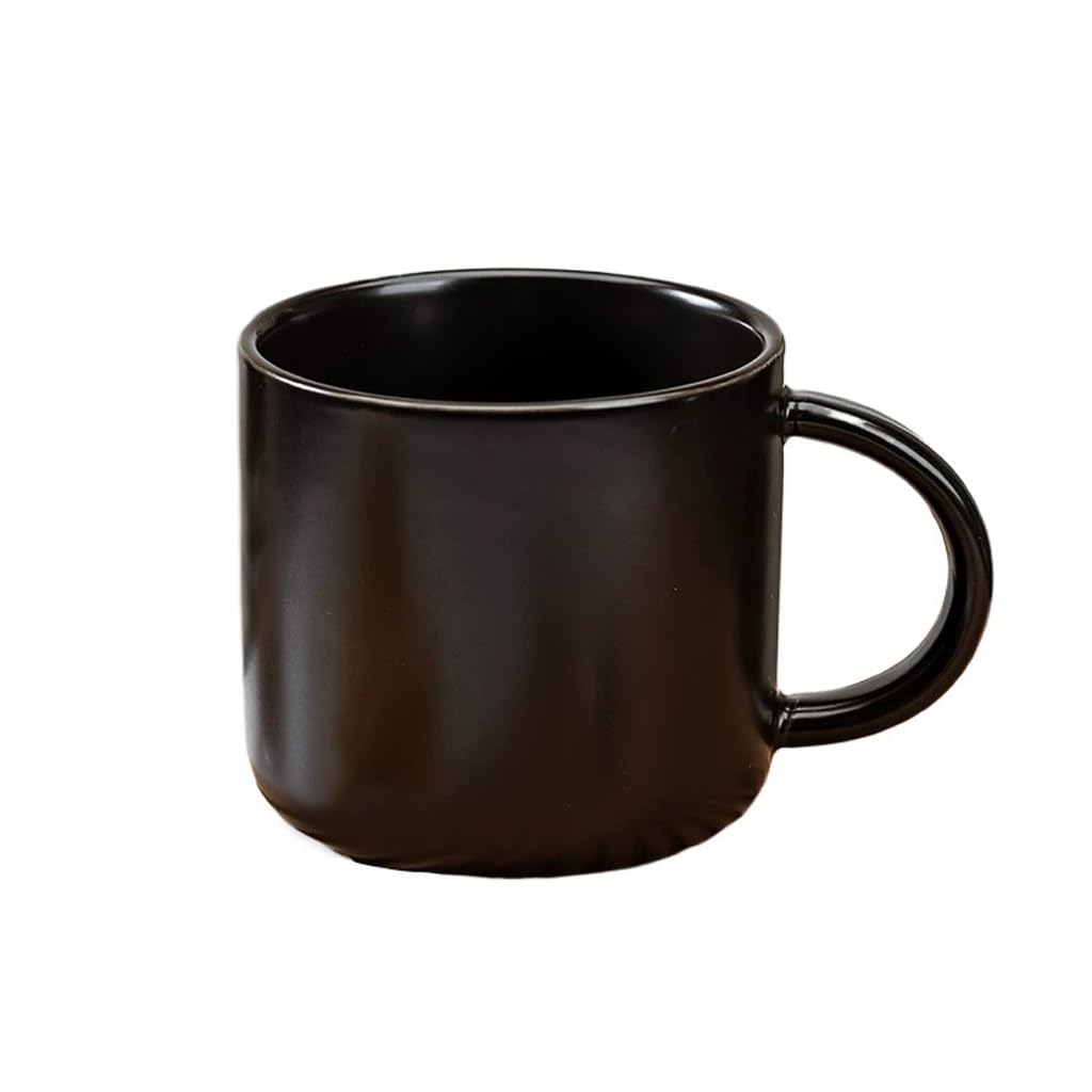 Nff Coffee Mug, Ceramic Solid Colour Large Breakfast Mug With Handle For Coffee, Milk, Tea, 340ml(Black)