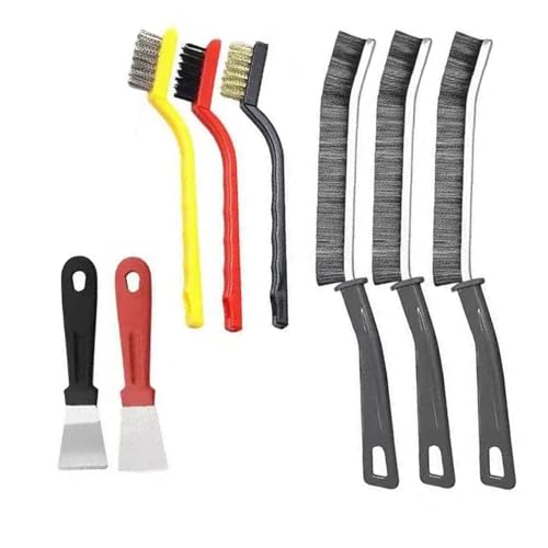 DTOHMOM Kit de nettoyage ménager, 8 pièces, avec brosses crevasses, brosses métalliques, brosse en nylon et spatules pour cuisine et salle de bain, brosse...