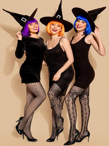 3 Pairs Plus Size Fishnet Thigh High Stockings Suspender Garter Belt Pantyhose Lace Tights for Women4