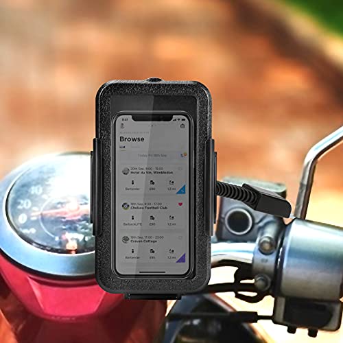 Motorcycle Phone Mount, LINGSFIRE Motorcycle Phone Holder Waterproof Motorbike Phone Holder 360Â° Rotation Cell Phone Holder Touch Screen Motorcycle Phone Bag Mirror Phone Mount Fit Most Under 7" Phone