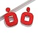 Boderier Beaded Drop Earrings Bohemian Beaded Square Dangle Statement Earrings (Red)