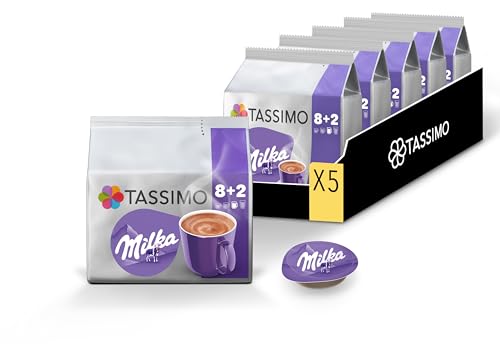 Tassimo MILKA Nouveau Format, 50 Dosettes, Chocolat au Lait Milka, Compatibles avec les machines TASSIMO, 5 packs de 10 dosettes