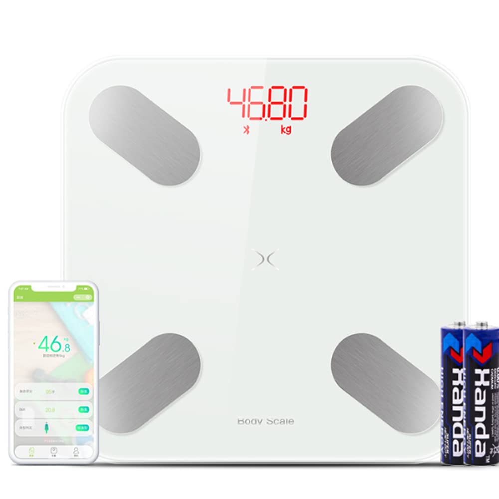 Bilance per il grasso corporeo,Bluetooth digitale per il bagno corpo peso corporeo analizzatore di composizione corporea con 23 caratteristiche essenziali grasso corporeo (bianco)