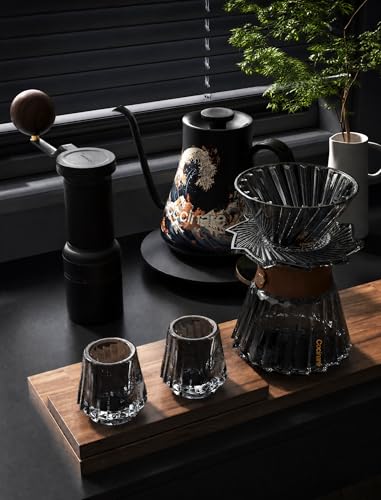 Image of Cocinare Wave Gooseneck Electric Kettle & Pour Over Coffee Set, ±0.5F Temperature Control, 1500W 0.9L Kettle, Coffee Dripper, 550 ml / 18.6 oz Server & 2 Tasting Cups