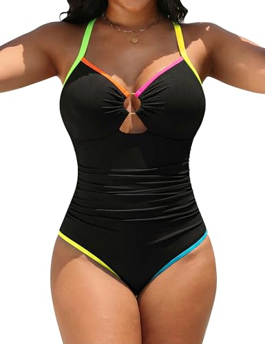 Blooming Jelly Womens Tummy Control Swimsuits Cute One Piece Bathing