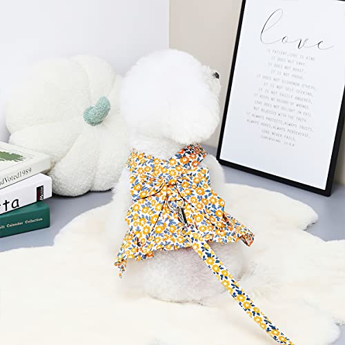 Dog Dress With Leash Set, Anchor Pattern Dog Dresses With D Ring, Princess Pet Clothes Puppy Dress For Small Dog Girl, Doggie Outfits Cat Apparel (Medium, Orange) #TOP7