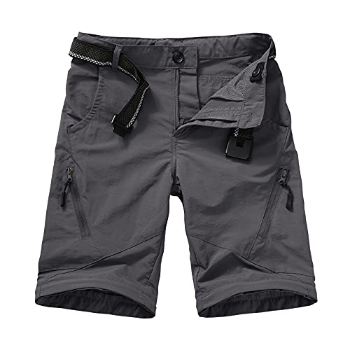 Boys Pants, Kids' Cargo Hiking Casual Outdoor Quick Dry Waterproof Climbing Convertible Trousers #9035 Grey-M（9-10） #TOP2