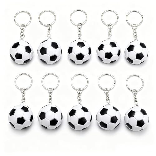 Qiknird 10 Pcs Soccer Ball Keychain 3D Mini Soccer Keychain for Boys Sport Ball Theme Key Chains Sports Event Souvenir Be Suitable for Football Key Chains Boys Backpack