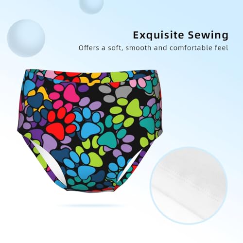 Colorful Paw Print Girls' Underwear Soft Cotton Little Girls Panties Comfort Briefs3