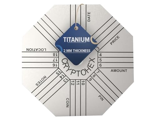 Hooe England™ Titanium Cryptohex Plate Wallet Archiviazione sicura di criptovalute Seed Phrase per Bitcoin offline Ethereum e Recupero Parole Perforabile o Incidibile Con punzone numerico da 9 pezzi