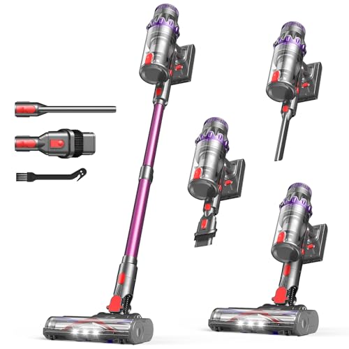 Image of FEPPO Cordless Vacuum Cleaner, Upgraded 70Mins Powerful Vacuum Cleaners for Home with Self-Standing, Touch Screen, Anti-Tangle Stick Vacuum Cordless, Wireless Vacuum for Hardwood Floor /Carpet /Pet Hair