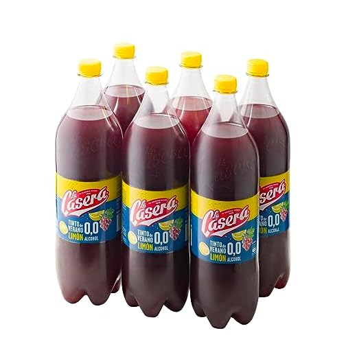 La Casera® Tinto de Verano con Limón 0,0%, Bebida Refrescante Sin Alcohol - Botella, Pack 6 x 1,5 L