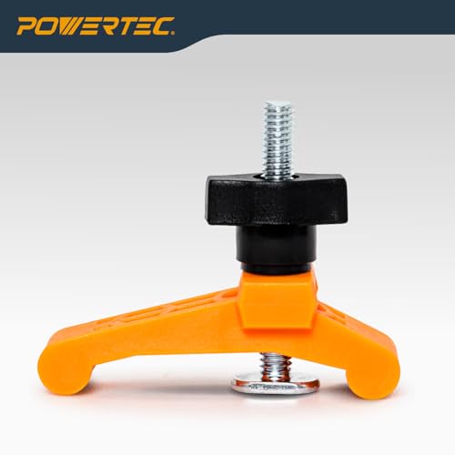 Image of POWERTEC 2PK Mini Hold Down Clamps, 3-1 /4 inch L x 3 /4 inch W - T-Track Woodworking Clamps with 2-1 /2 inch T Track Bolts for CNC Machine, Table Saw Sled, Drill Press, Work Bench (72203)