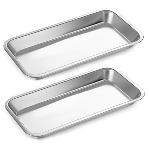 PEAPIN 2PCS Metal Laboratory Supplies Trays Stainless Steel Tray