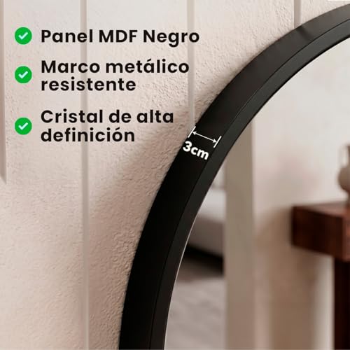 Miniatura 5 de Marctani Espejo Ovalado Con Marco De Metal - Espejo Baño Moderno - Espejo De Pared Decorativo Para Entrada, Recibidor, Dormitorio O Pasillo - Espelho Casa De Banho