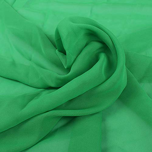 Polyester Chiffon Fabric 100D Drape Bridal Georgette for Making Wedding Dress Han fu Cloth Party Costume 150cm Wide, Sold by The metre (Green)