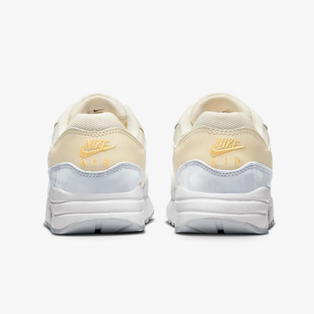 NIKE Air Max 1 Big Kids' Shoes (DZ3307-102, Pale Ivory/Melon Tint/White/Football Grey) Size 7